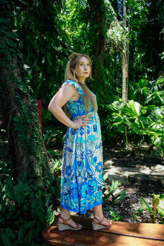 Flourish Midi Dress in Petal Blue