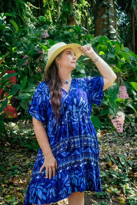 Mimosa Short Dress - Navy Seas - zaphire_kuranda