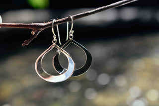 Modern Dewdrop in Silver Earrings
