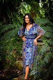 Avalain Wrap Dress in Dark Blue