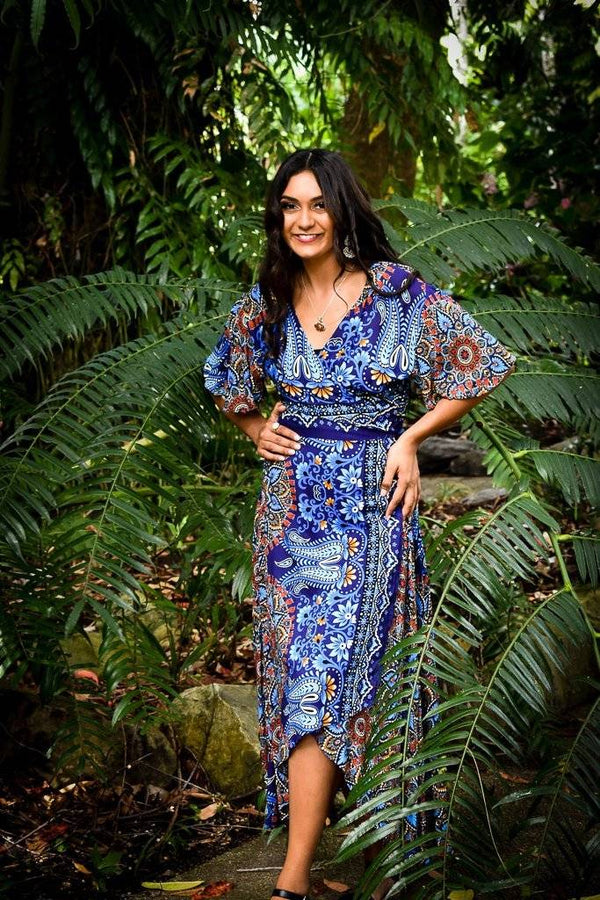 Avalain Wrap Dress in Dark Blue
