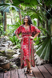 Avalain Wrap Dress- Maroon - zaphire_kuranda