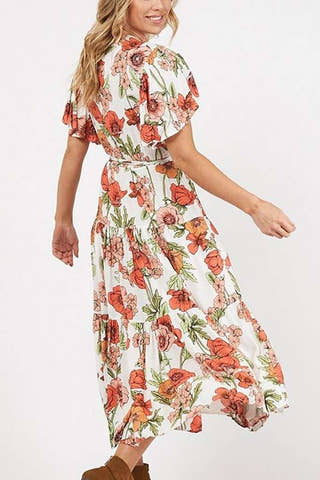 Bloom Maxi Dress in White Poppy