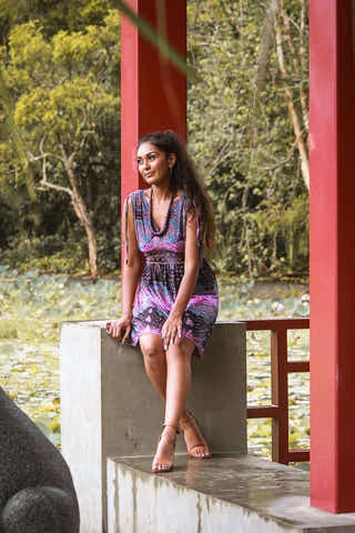 Gem Short Dress in Paisley Purple