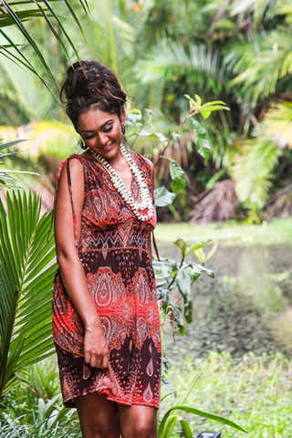 Gem Short Dress in Paisley Red