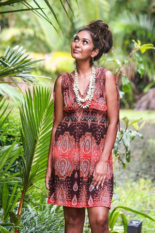 Gem Short Dress in Paisley Red