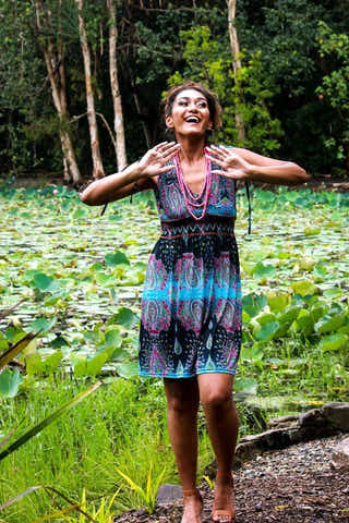 Gem Short Dress in Paisley Turquoise