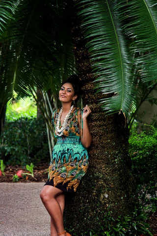 Gem Short Dress in Peacock Green