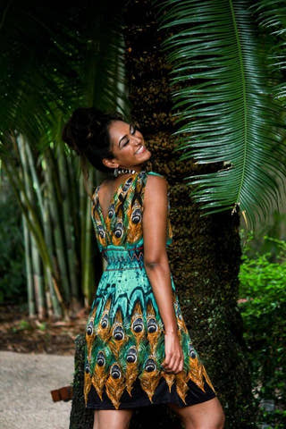 Gem Short Dress in Peacock Green