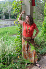 Gypsy Skirt - Retreat Lime & Orange - zaphire_kuranda