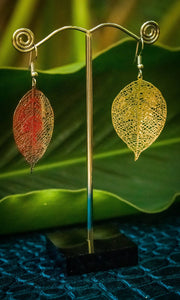 Leaf large in White Brass Earrings