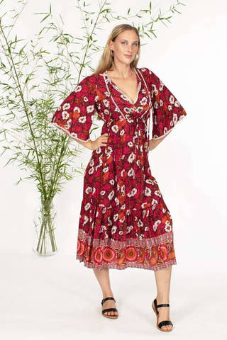 Morocco Midi Dress in Flame