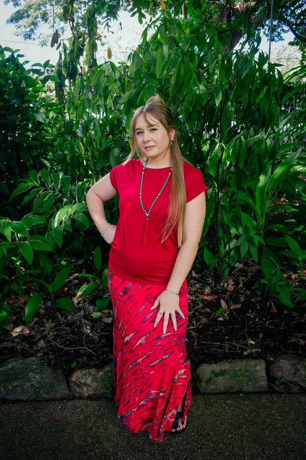 Atlas Skirt in Tie Dye Red