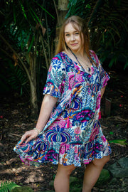 Cosmopolitan Short Dress - Cream Flora