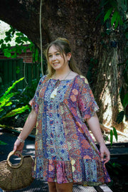 Cosmopolitan Short Dress - Purple Fractal