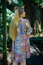 Cosmopolitan Short Dress - Purple Fractal