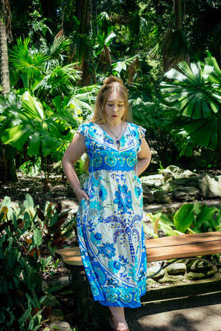 Flourish Midi Dress in Petal Blue