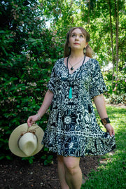 Cosmopolitan Short Dress - Black Inca Symbol