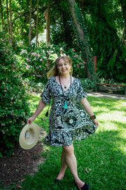 Cosmopolitan Short Dress - Black Inca Symbol