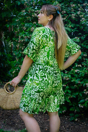 Cosmopolitan Short Dress - Lime Inca Symbol