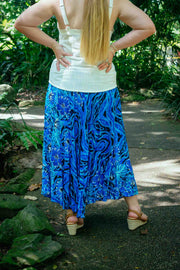 Gypsy Skirt - Dancing Hibiscus Blue