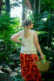 Gypsy Skirt - Dancing Hibiscus Orange