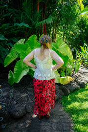 Gypsy Skirt - Dancing Hibiscus Red
