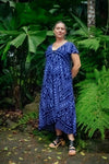 Mayan Midi Dress in Aztec Dark Blue