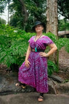Mayan Midi Dress in Aztec Magenta