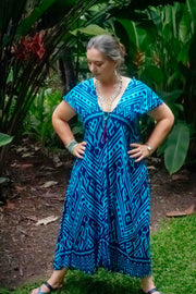 Mayan Midi Dress - Aztec Blue