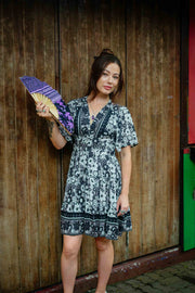 Gaia Short Dress - Grey Poppy