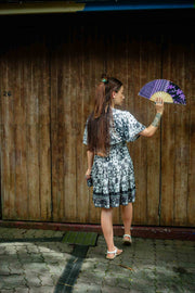 Gaia Short Dress - Grey Poppy