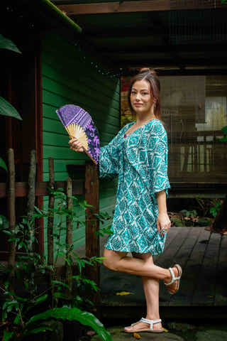 Akari Short Dress in Teal Shimmer