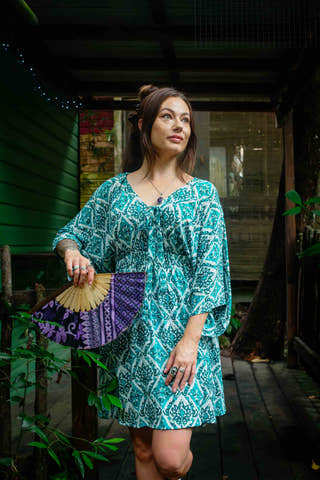 Akari Short Dress in Teal Shimmer
