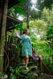 Akari Short Dress - Teal Shimmer