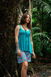 Jamaica Short Skirt in Retro Flower  Aqua