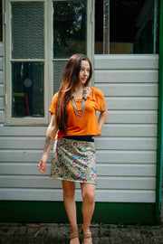 Jamaica Short Skirt - Retro Flower  Green