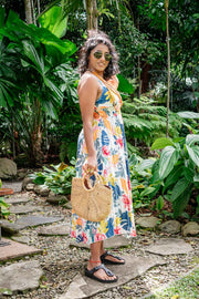 Jasmine Midi Dress – White Hibiscus
