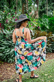 Jasmine Midi Dress – Black Hibiscus