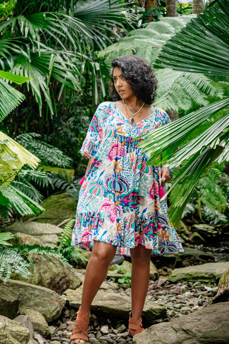 Cosmopolitan Short Dress - Folk Floral - zaphire_kuranda