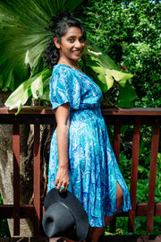 Serenity Midi Dress – Monstera Aqua