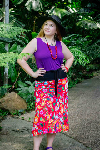 Gemima Skirt in Botanic Red