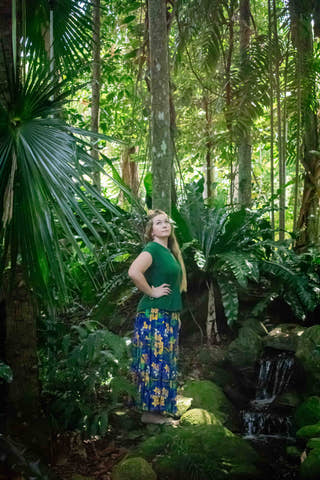 Bella Maxi Skirt in Tropical Dark Blue