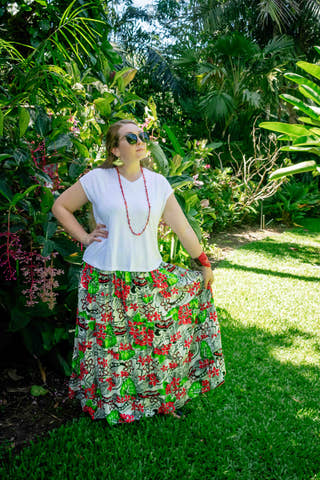 Bella Maxi Skirt in Tropical White