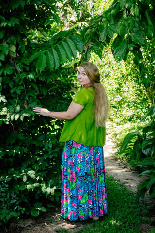 Bella Maxi Skirt in Tropical Sky Blue