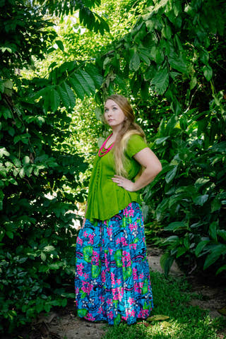 Bella Maxi Skirt in Tropical Sky Blue