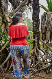 Freya Pants in Wheel of Life Dark Blue