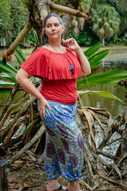 Freya Pants in Wheel of Life Dark Blue