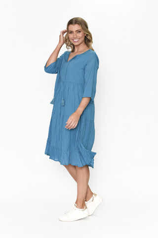 Amber Midi Dress in Rich Blue