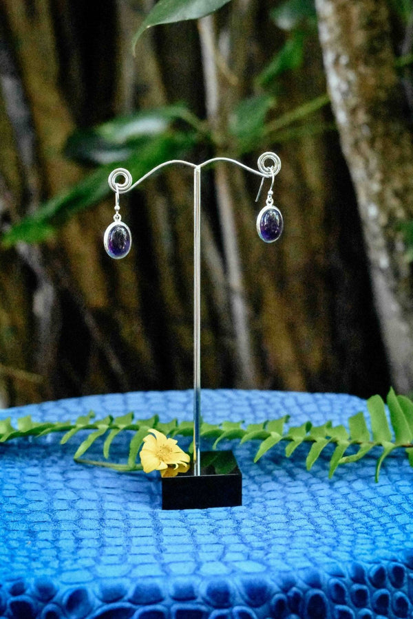 Amethyst Oval in Silver Earrings